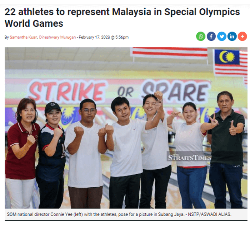 22 athletes to represent Malaysia in Special Olympics World Games
